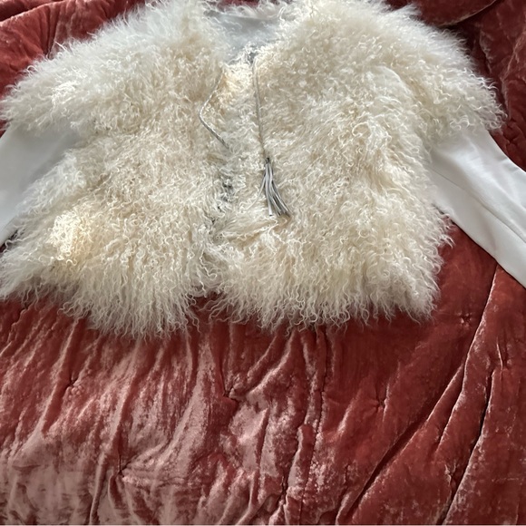 UGG Sekani Mongolian Lambswool& Leather Convertible Jacket/Vest - Picture 1 of 9